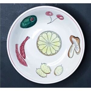 Pasta Serving Bowl Hand Painted Foods Cottage Goblin Core Rustic Eclectic Whimsy